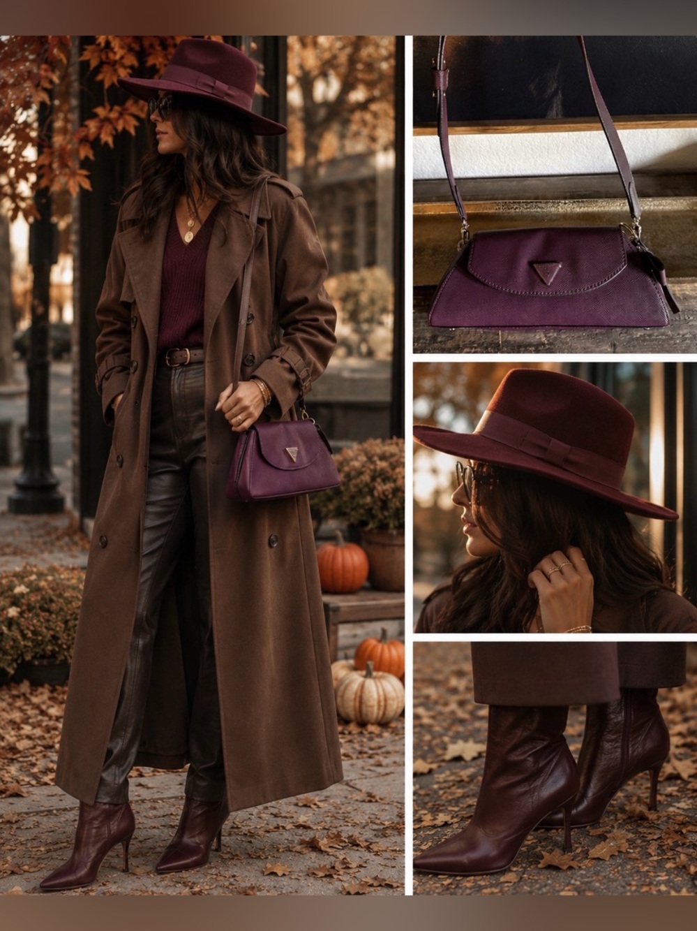 Women's GUESS Leather Shoulder Bag - Burgundy